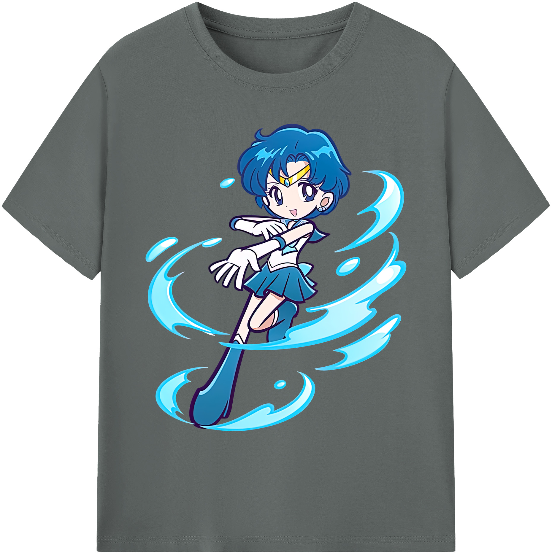 （画像用） 美少女戦士セーラームーン 水野 亜美 みずの あみ Sailor Moon Mizuno Ami 綿100％ メンズ半袖Tシャツ｜肌触りやわらか＆通気性